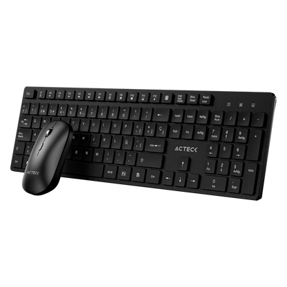Kit Acteck Creator Vantage Aero Mk555 / Teclado Y Mouse / Inalambrico Dongle Usb / Ergonomico / Win / EspaÑol / Membrana / 105 Teclas / 1600 Dpi Ajustable / 4 Botones / Optico / Negro / Ac-943482