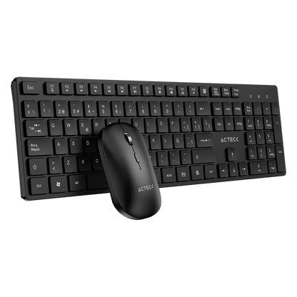Kit Acteck Creator Vantage Aero Mk555 / Teclado Y Mouse / Inalambrico Dongle Usb / Ergonomico / Win / EspaÑol / Membrana / 105 Teclas / 1600 Dpi Ajustable / 4 Botones / Optico / Negro / Ac-943482
