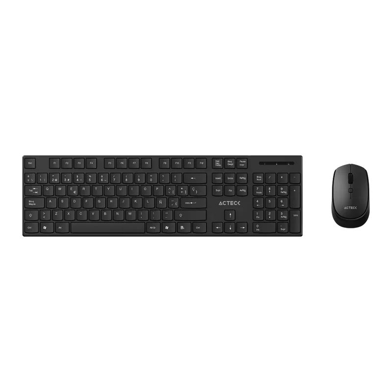 Kit Acteck Creator Vantage Prime Mk555 / Teclado Y Mouse / Inalambrico Dongle Usb / Ergonomico / Win / EspaÑol / Membrana / 105 Teclas / 1600 Dpi Ajustable / 4 Botones / Optico / Negro / Ac-943499
