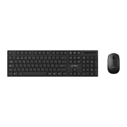 Kit Acteck Creator Vantage Prime Mk555 / Teclado Y Mouse / Inalambrico Dongle Usb / Ergonomico / Win / EspaÑol / Membrana / 105 Teclas / 1600 Dpi Ajustable / 4 Botones / Optico / Negro / Ac-943499