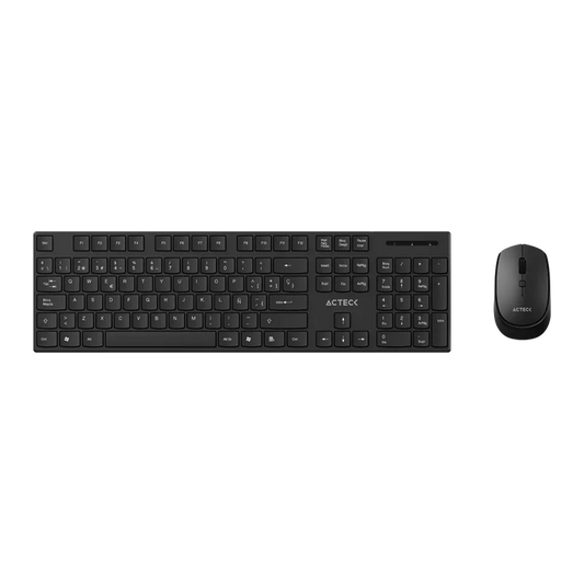 Kit Acteck Creator Vantage Prime Mk555 / Teclado Y Mouse / Inalambrico Dongle Usb / Ergonomico / Win / EspaÑol / Membrana / 105 Teclas / 1600 Dpi Ajustable / 4 Botones / Optico / Negro / Ac-943499