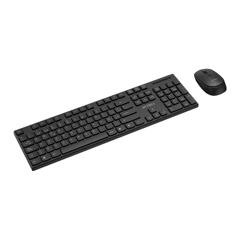 Kit Acteck Creator Vantage Prime Mk555 / Teclado Y Mouse / Inalambrico Dongle Usb / Ergonomico / Win / EspaÑol / Membrana / 105 Teclas / 1600 Dpi Ajustable / 4 Botones / Optico / Negro / Ac-943499