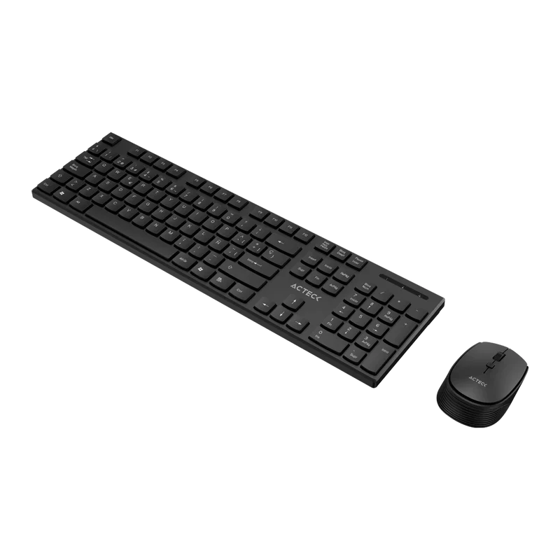 Kit Acteck Creator Vantage Prime Mk555 / Teclado Y Mouse / Inalambrico Dongle Usb / Ergonomico / Win / EspaÑol / Membrana / 105 Teclas / 1600 Dpi Ajustable / 4 Botones / Optico / Negro / Ac-943499
