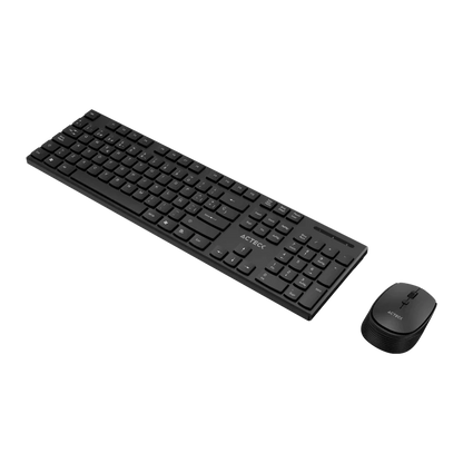 Kit Acteck Creator Vantage Prime Mk555 / Teclado Y Mouse / Inalambrico Dongle Usb / Ergonomico / Win / EspaÑol / Membrana / 105 Teclas / 1600 Dpi Ajustable / 4 Botones / Optico / Negro / Ac-943499