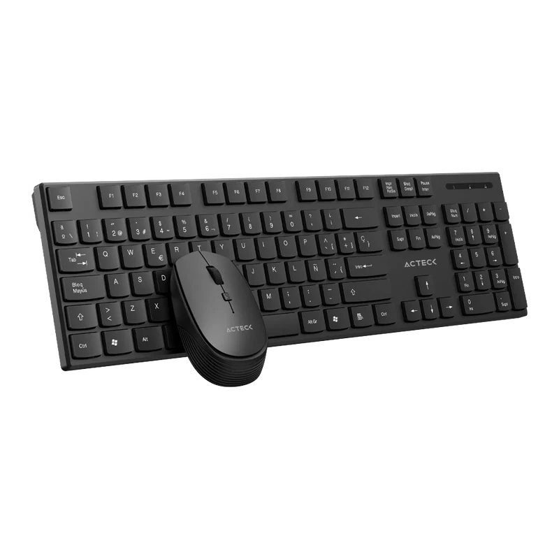 Kit Acteck Creator Vantage Prime Mk555 / Teclado Y Mouse / Inalambrico Dongle Usb / Ergonomico / Win / EspaÑol / Membrana / 105 Teclas / 1600 Dpi Ajustable / 4 Botones / Optico / Negro / Ac-943499