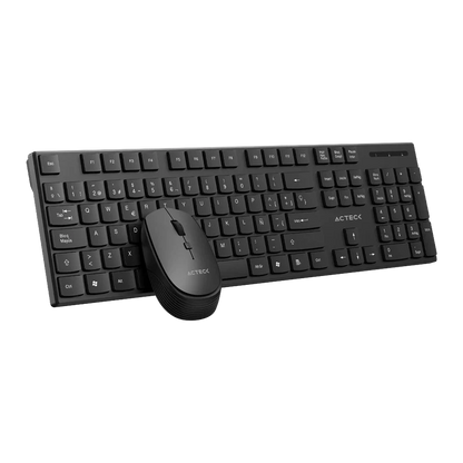 Kit Acteck Creator Vantage Prime Mk555 / Teclado Y Mouse / Inalambrico Dongle Usb / Ergonomico / Win / EspaÑol / Membrana / 105 Teclas / 1600 Dpi Ajustable / 4 Botones / Optico / Negro / Ac-943499