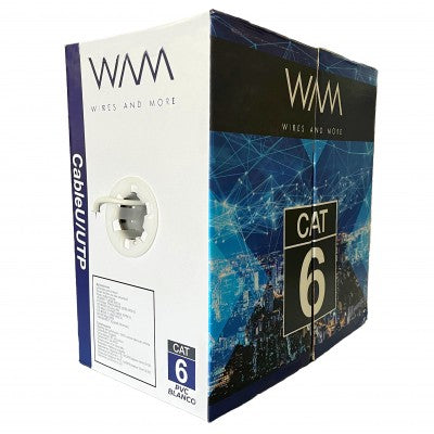 Bobina De Cable Wam Cat6 Utp Pvc 100% Cobre 23 Awg 305 Mts Color Blanco