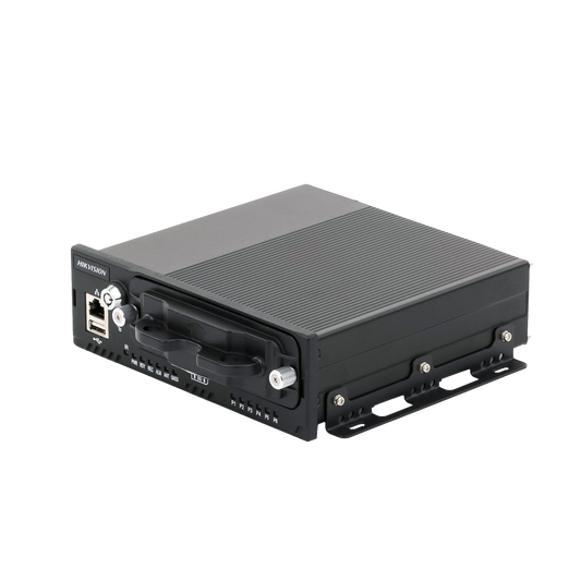 NVR Móvil de 4 Canales de 2 Megapixel / 4 PoE + 4 vía Switch Extendible / 2 Bahías de Disco Duro / Incluye Modulo GPS / conector RJ45