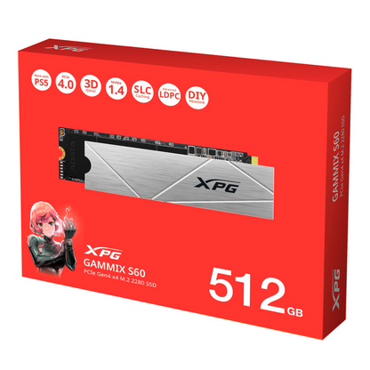 Unidad De Estado Solido Ssd Interno Xpg Gammix 512gb S60 M.2 2280 Nvme Pcie Gen 4x4 Lect.4700 Escrit. 1700 Mbs 3dnand Pc Laptop Minipc Con Disipador Gamer Agammixs60-512g-cs