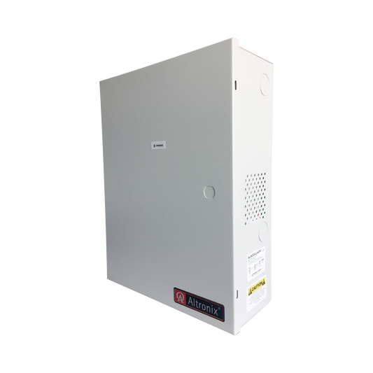 Fuente de poder ALTRONIX de 12/24 Vcc @ 6 Amper, con capacidad de batería de respaldo, requiere batería, 8 salidas, con voltaje de entrada de 115 Vca