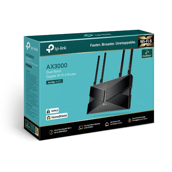 Router Wifi 6 Doble Banda Ax 1800 Mbps /  Mu-mimo Y Ofdma / 1 Puerto Wan 10/100/1000 Mbps / 4 Puertos Lan 10/100/1000 Mbps / 4 Potentes Antenas / Compatible Con Easymesh