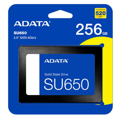 Unidad De Estado Solido Ssd Interno Adata Su650 256gb 2.5 Sata3 Lect. 520 Escrit. 450 Mbs 7mm Pc Laptop Minipc Sin Bracket 3dnand Asu650ss-256gt-r