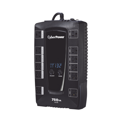 No Break Cyberpower (avrg750lcd) 760va / 450 Watts, Interactivo, Torre, Pantalla Lcd, 12 × Nema 5-15r, 6 Respaldo Y 6 SupresiÓn, 3 AÑos Incluyendo BaterÍa.