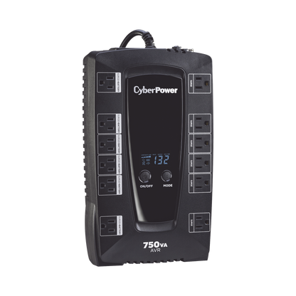 No Break Cyberpower (avrg750lcd) 760va / 450 Watts, Interactivo, Torre, Pantalla Lcd, 12 × Nema 5-15r, 6 Respaldo Y 6 SupresiÓn, 3 AÑos Incluyendo BaterÍa.