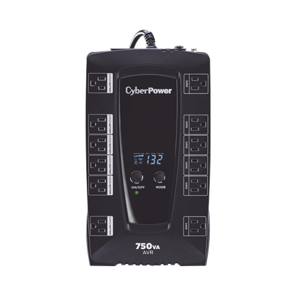 No Break Cyberpower (avrg750lcd) 760va / 450 Watts, Interactivo, Torre, Pantalla Lcd, 12 × Nema 5-15r, 6 Respaldo Y 6 SupresiÓn, 3 AÑos Incluyendo BaterÍa.