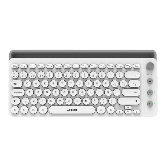 Teclado Acteck Uny Comp Ti685 / Inalambrico / Dual / Multidispositivo / Tkl / EspaÑol / 88 Teclas / Blanco  / Ac-934190