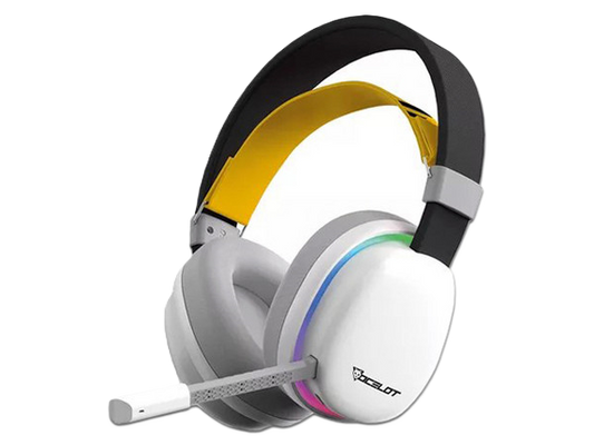 Audifonos Inalambricos Ocelot Gaming Phantom H1 / Rgb/ Bluetooth/ Dongle Usb / Cable Aux 3.5mm / Microfono Con Cancelacion De Ruido / Multiplataforma / Color Blanco