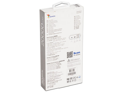 Bateria De Respaldo Adata Power Bank P20000qcd 20000mah/2 Usb A/ 1 Usb C/indicador De Carga Digital Color Blanco (ap20000qcd-dgt-cwh)