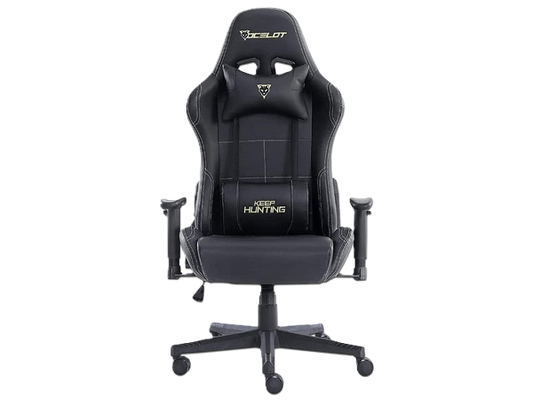 Silla Ocelot Gaming Ogs-01 / Vinipiel / Base Nylon Ajustable / Descansabrazos 2d / Piston Clase 4 / Reclinable 90-155 Grados / Hasta 150kg / Cojines Lumbar Y Cervical / Color Negro