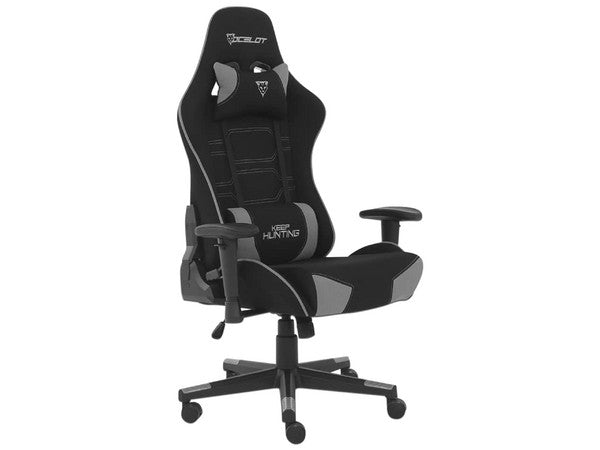 Silla Ocelot Gaming Ost-black Mist / Tela Automotriz / Base Nylon Ajustable / Descansabrazos 1d / Piston Clase 4 / Reclinable 90-155 Grados / Hasta 150kg / Cojines Lumbar Y Cervical / Color Negro Con