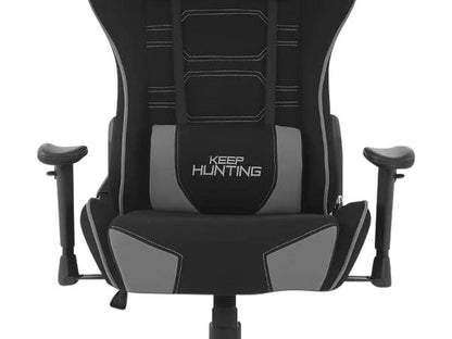 Silla Ocelot Gaming Ost-black Mist / Tela Automotriz / Base Nylon Ajustable / Descansabrazos 1d / Piston Clase 4 / Reclinable 90-155 Grados / Hasta 150kg / Cojines Lumbar Y Cervical / Color Negro Con