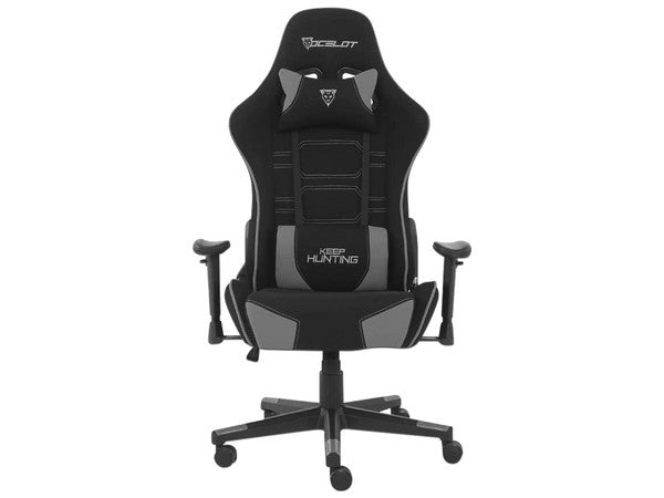 Silla Ocelot Gaming Ost-black Mist / Tela Automotriz / Base Nylon Ajustable / Descansabrazos 1d / Piston Clase 4 / Reclinable 90-155 Grados / Hasta 150kg / Cojines Lumbar Y Cervical / Color Negro Con