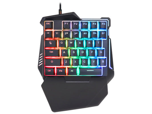 Teclado Brobotix Gamer, Alambrico Usb, Rgb, One Hand, Negro
