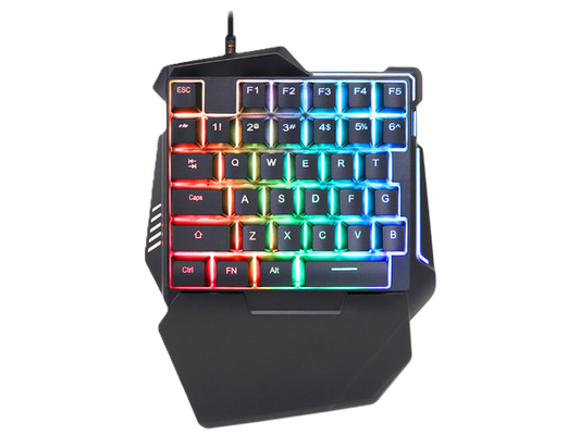 Teclado Brobotix Gamer, Alambrico Usb, Rgb, One Hand, Negro