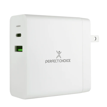 Adaptador Cargador De Corriente De 65w Puertos Usb-a/usb-c Perfect Choice - Blanco