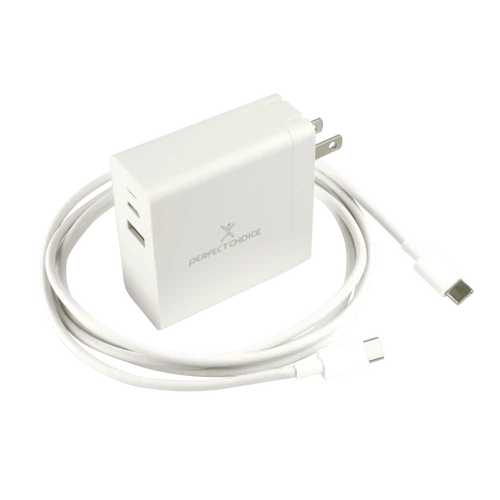 Adaptador Cargador De Corriente De 65w Puertos Usb-a/usb-c Perfect Choice - Blanco