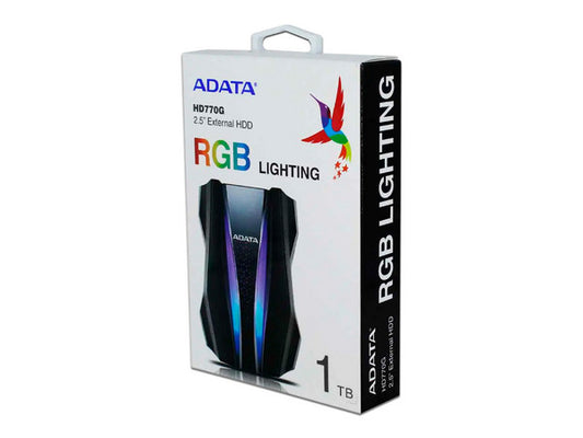 Disco Duro Externo Adata Hd770g 1tb Portatil 2.5 Usb 3.2 Windows Mac Linux Contragolpes Gaming Rgb Color Negro