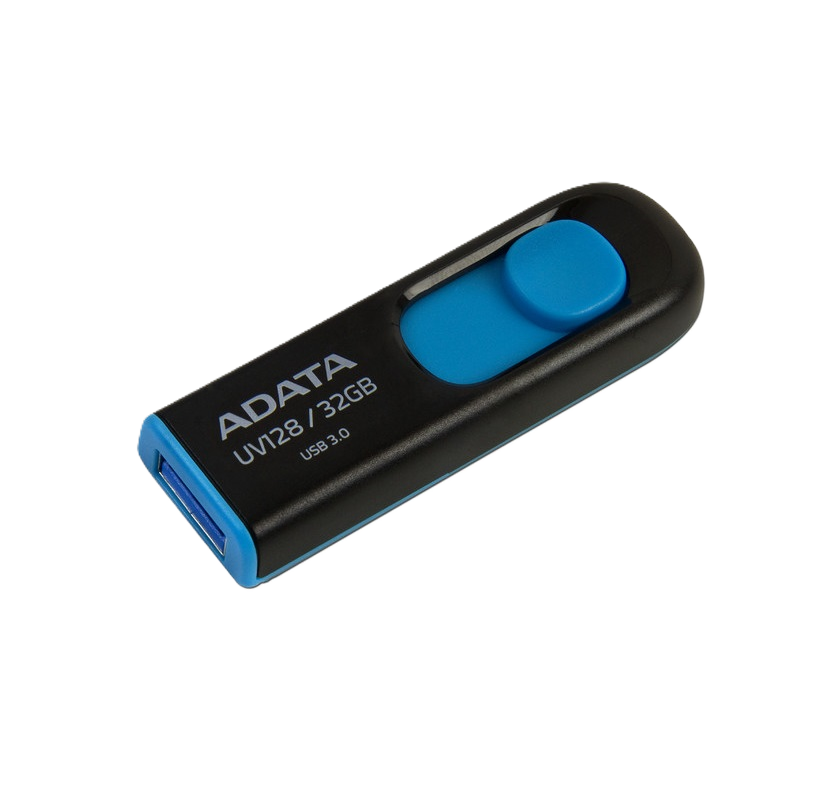 Memoria Adata 32gb Usb 3.2 Uv128 Retractil Negro-azul (auv128-32g-rbe)