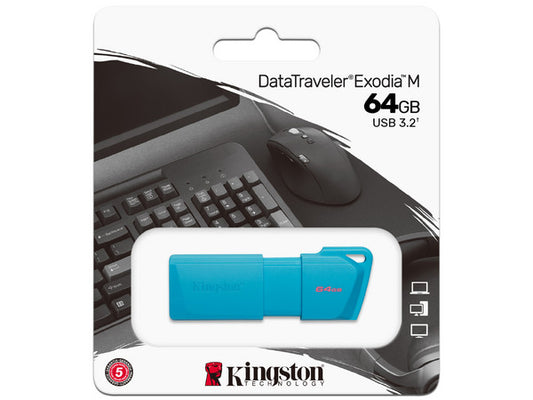 Memoria Flash Usb Kingston Data Traveler Exodia 64gb Gen 1 3.2 Tipo A Turquesa Neon (kc-u2l64-7lb)