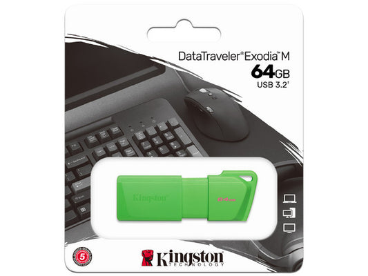 Memoria Flash Usb Kingston Data Traveler Exodia 64gb Gen 1 3.2 Tipo A Verde Neon (kc-u2l64-7lg)