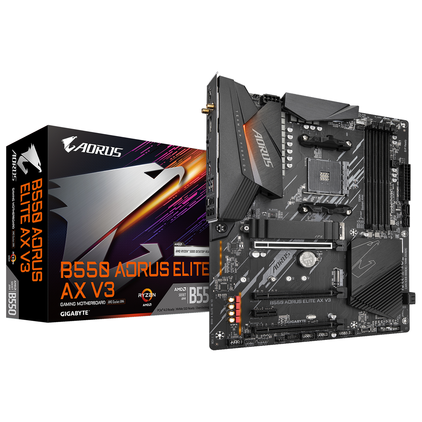 Tarjeta Madre Gigabyte B550 A Elite Ax V3 / Amd Am4 B550 / 4 X Ddr4 / Wifi 6 / Bt 5.3 / Pcie 4.0 / Atx / Gaming