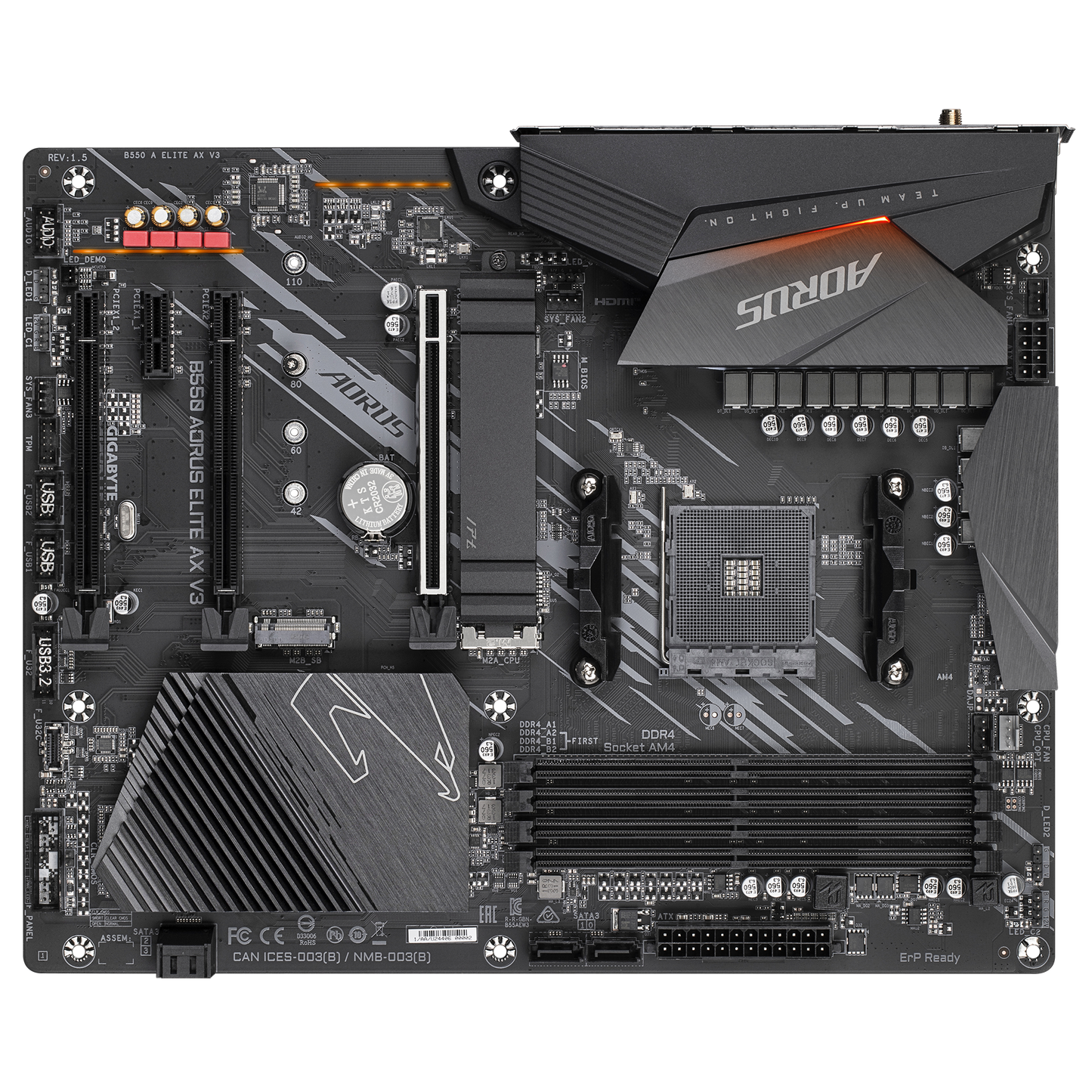 Tarjeta Madre Gigabyte B550 A Elite Ax V3 / Amd Am4 B550 / 4 X Ddr4 / Wifi 6 / Bt 5.3 / Pcie 4.0 / Atx / Gaming