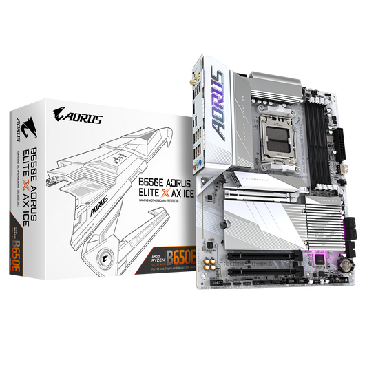 Tarjeta Madre Gigabyte B650e A Elite X Ice / Socket Am5 Amd / Ddr5 8000 Mt/s / Wifi6 / Bt 5.3 / Atx