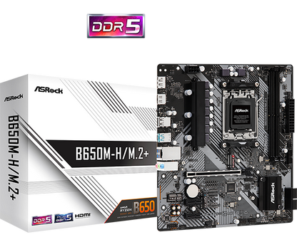 Mb Asrock B650m-h/m.2+/am5 Ryzen Series 9000, 8000 Y 7000/ddr5 6400 Mhz/ Pcie Gen5(m.2)/2 Pcie 4.0x16/1 Pcie 3.0x1/amd Rdna/1 Blazing M.2/1 Hyper M.2/6 Usb 3.2/1 Usb C Trasero/