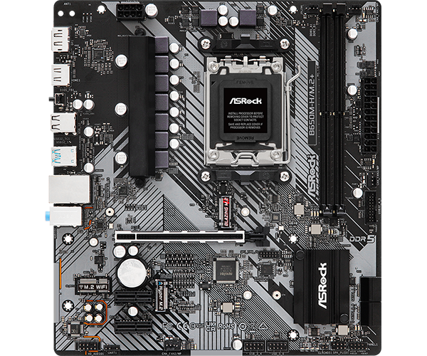 Mb Asrock B650m-h/m.2+/am5 Ryzen Series 9000, 8000 Y 7000/ddr5 6400 Mhz/ Pcie Gen5(m.2)/2 Pcie 4.0x16/1 Pcie 3.0x1/amd Rdna/1 Blazing M.2/1 Hyper M.2/6 Usb 3.2/1 Usb C Trasero/
