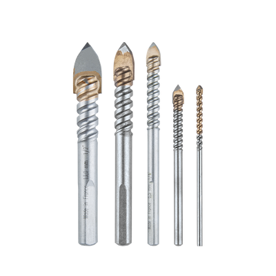 Juego De 5 Brocas Para Vidrio De 1/8"-3/16"-1/4"-3/8"-1/2"