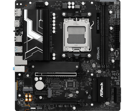 Mb Asrock B850m-x R2.0/am5 Ryzen Series 9000, 8000 Y 7000/ddr5 8200 Mhz/ Pcie Gen5(m.2)/1 Pcie 4.0x16/1 Pcie 3.0x1/amd Rdna/1 Blazing M.2/1 Hyper M.2/8 Usb 3.2/2 Usb C Trasero Y Frontal/5 Usb 2.0
