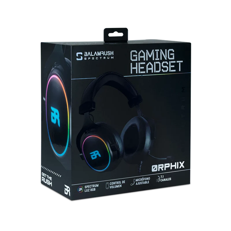 Audifonos Gamer Balam Rush Orphix Hs980 / Diadema Usb / Rgb / Inmersivos / Sonido Envolvente 7.1 / Microfono Flexible / Negro / Br-922982