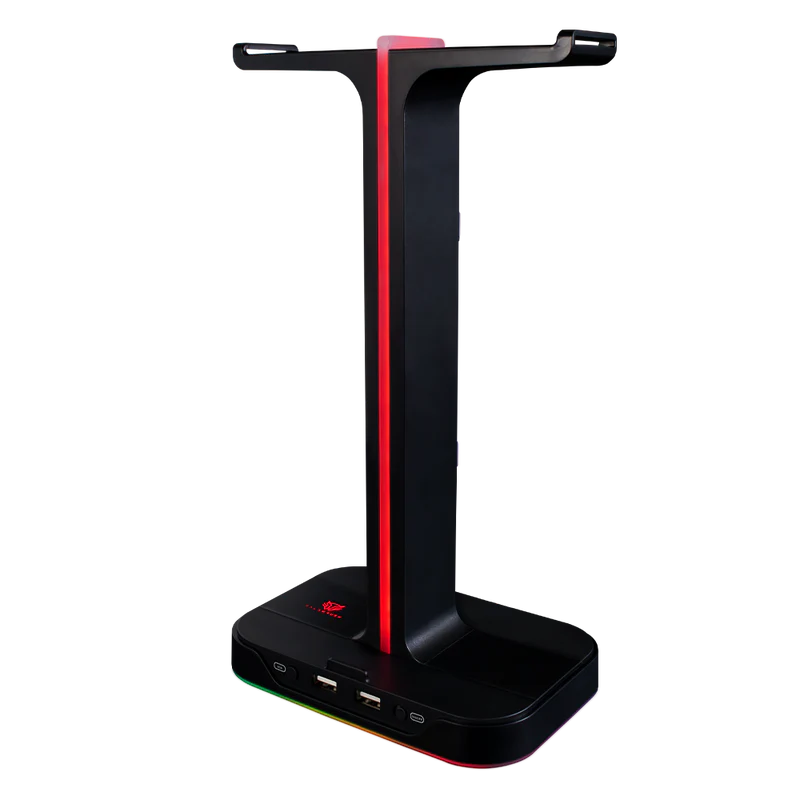 Base Gamer Balam Rush Atlas Hr760 / Soporte Para Diadema / Iluminacion Rgb / 2x Usb A / Negro / Br-931502