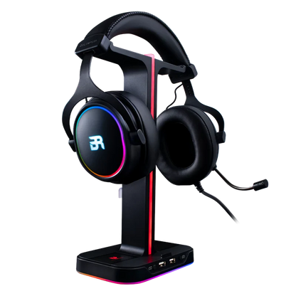 Base Gamer Balam Rush Atlas Hr760 / Soporte Para Diadema / Iluminacion Rgb / 2x Usb A / Negro / Br-931502