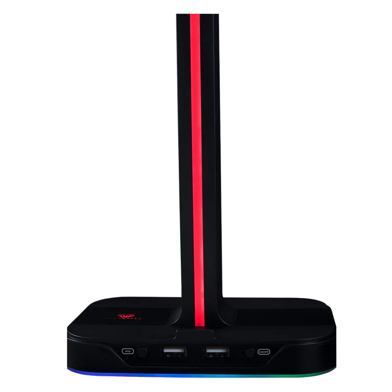 Base Gamer Balam Rush Atlas Hr760 / Soporte Para Diadema / Iluminacion Rgb / 2x Usb A / Negro / Br-931502