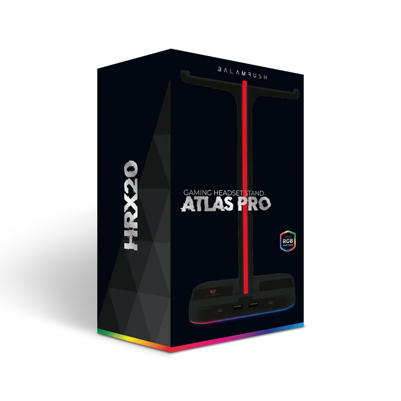 Base Gamer Balam Rush Atlas Hr760 / Soporte Para Diadema / Iluminacion Rgb / 2x Usb A / Negro / Br-931502
