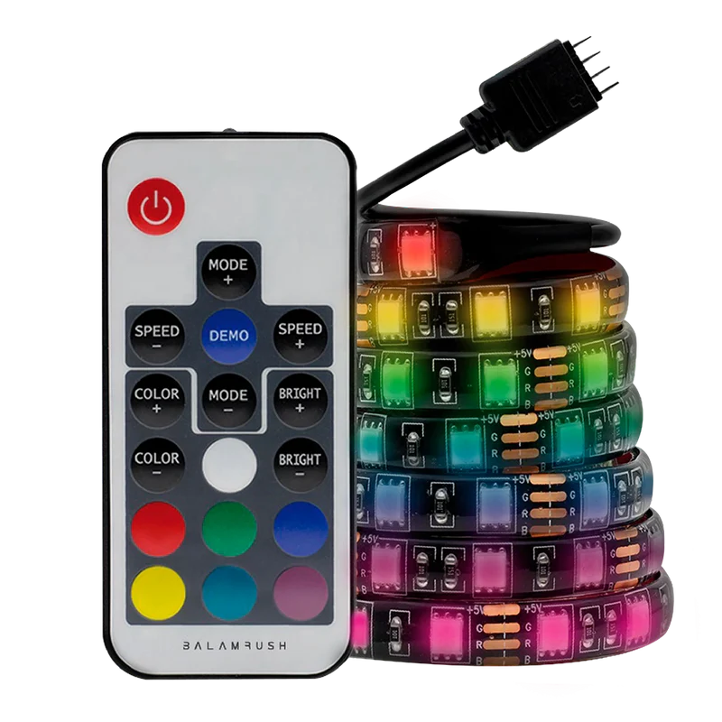 Tira Led Gamer Balam Rush Gaming Rbg Strip Slx10 / 328 Modos Rgb / Cobertura Sellada / Control Remoto / 80 Cm / 20 Colores / 8 Rangos De Velocidad / Adhesivo / Ip65 / Conexion Usb / Br-931564