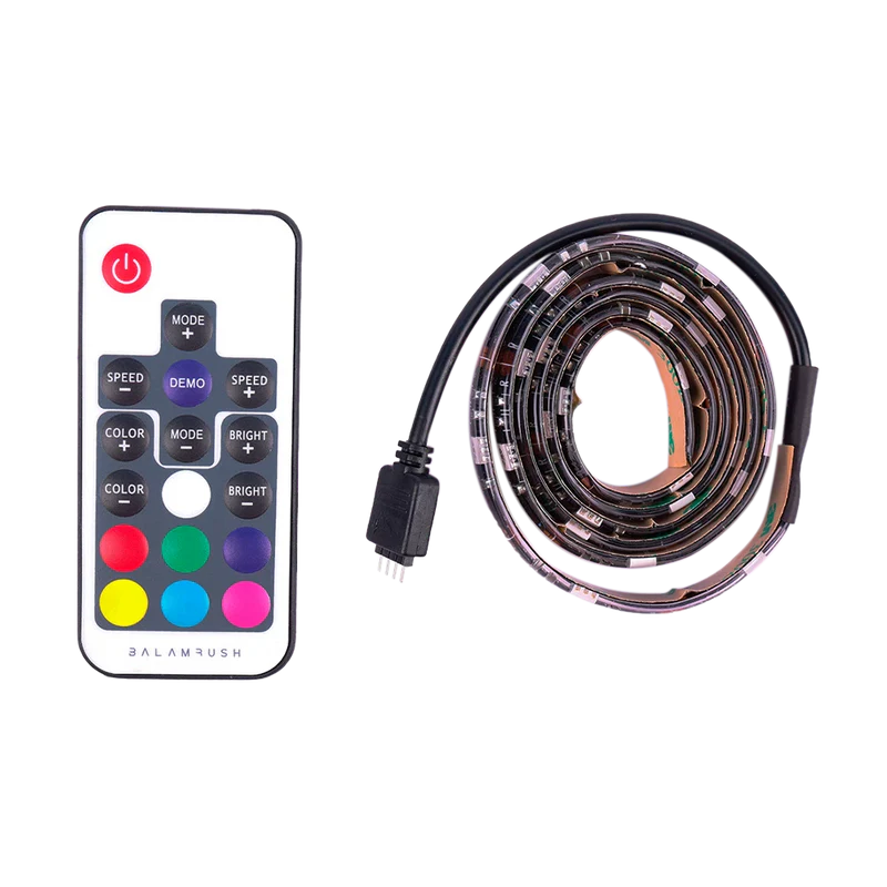 Tira Led Gamer Balam Rush Gaming Rbg Strip Slx10 / 328 Modos Rgb / Cobertura Sellada / Control Remoto / 80 Cm / 20 Colores / 8 Rangos De Velocidad / Adhesivo / Ip65 / Conexion Usb / Br-931564