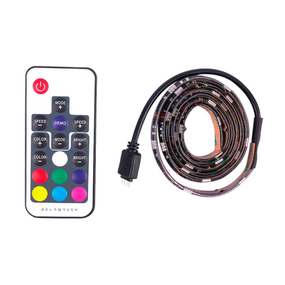 Tira Led Gamer Balam Rush Gaming Rbg Strip Slx10 / 328 Modos Rgb / Cobertura Sellada / Control Remoto / 80 Cm / 20 Colores / 8 Rangos De Velocidad / Adhesivo / Ip65 / Conexion Usb / Br-931564