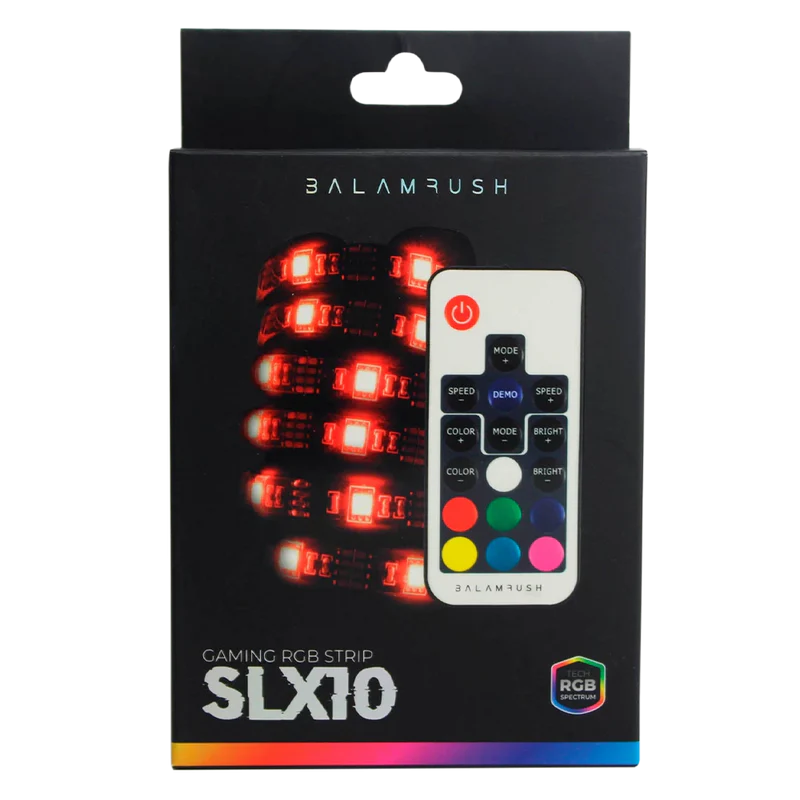 Tira Led Gamer Balam Rush Gaming Rbg Strip Slx10 / 328 Modos Rgb / Cobertura Sellada / Control Remoto / 80 Cm / 20 Colores / 8 Rangos De Velocidad / Adhesivo / Ip65 / Conexion Usb / Br-931564